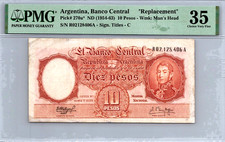 Argentina 10 Pesos  REPLACEMENT  1954-63 PMG 35 CVF Pick# 270a*