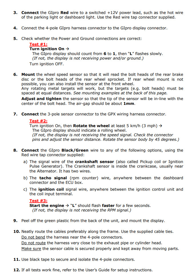 KTM SX 350 all Healtech Gear indicator Gipro GPXT + GPX-WSS RED
