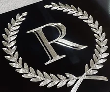 3D Engraved Custom Letter Monogram Crest Car Tag Diamond Etched License Plate