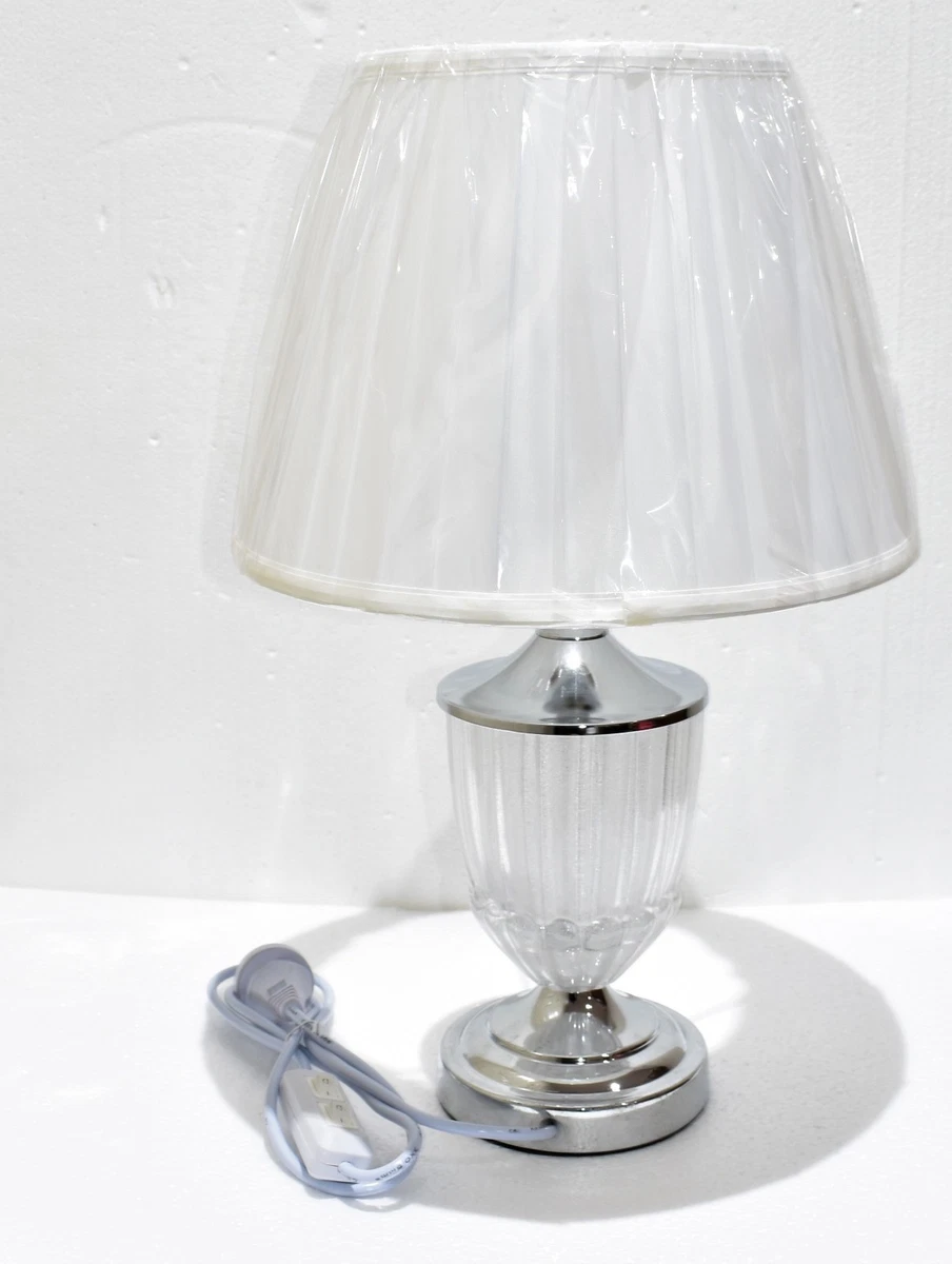 Silver and white bedside lamp deals