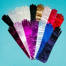 Shirred Gathered Long Satin Elbow Length Gloves Evening Weddng Prom - G184