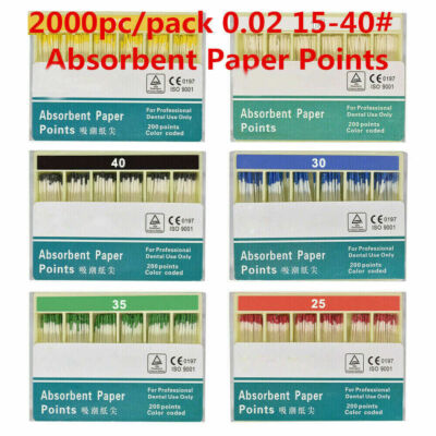 1 kit Endodontic Root Canal Fiber Dental Absorbent Paper Points Taper 0.02 200pc