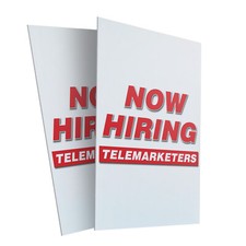 Now Hiring Telemarketers 24" x 36" 2 Pack Of Store Sign Plastic Or Decal