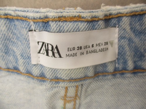 ZARA Size 6 Womens Blue Light Wash 100% Organic Cotton Pockets Mom Shorts 423 - Picture 4 of 8