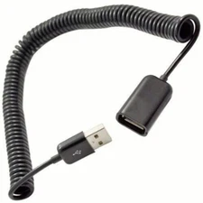 1M/3M USB 2.0 Male To Female Extension Spring Coiled Cable Cord Stretch Elastic