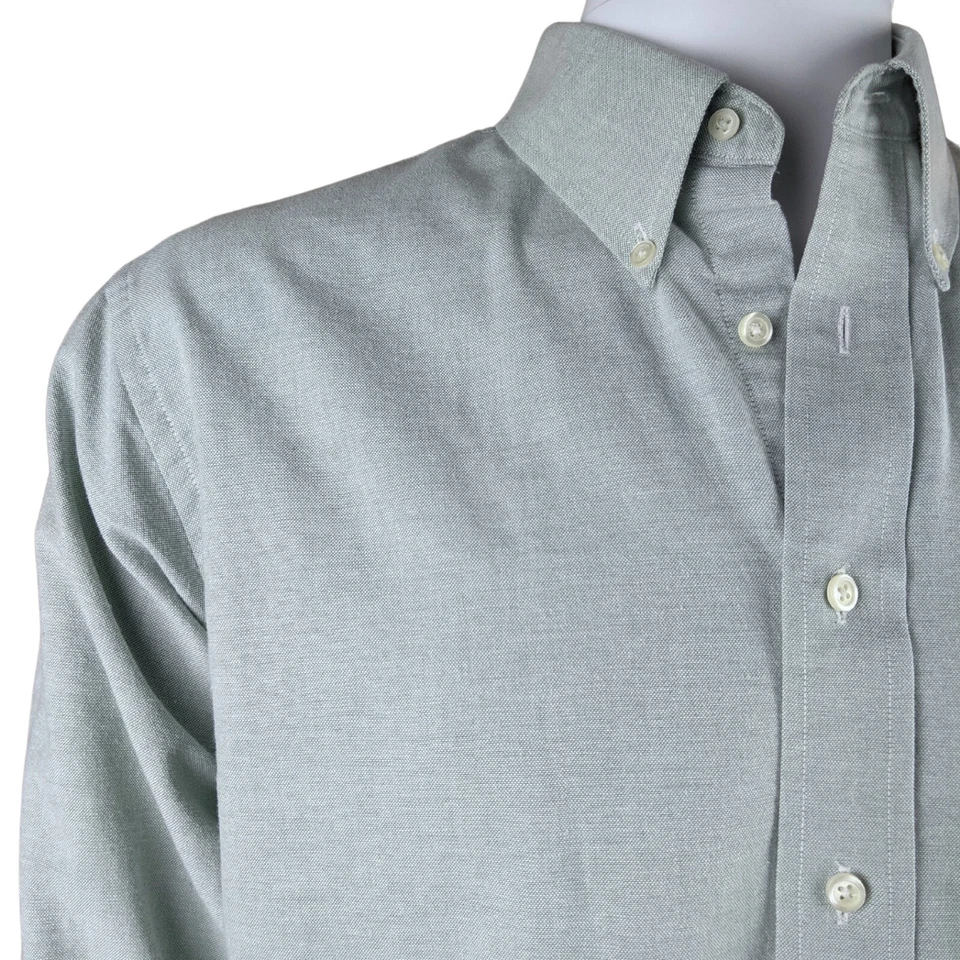 Camisa de vestir Massini para hombre mediana verde Oxford abotonada negocios informal oficina Foto 2 de 4