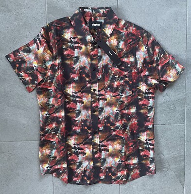 Tigha Sveni Neon Hemd Gr M Rot Schwarz NEU