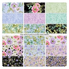 Precut Fabric 42 Squares 10"X10" Benartex Spring Breeze Floral Flowers Cotton