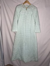 Vintage Barbizon Quilted Satin Robe 1960s 1970s House Coat Mint Green