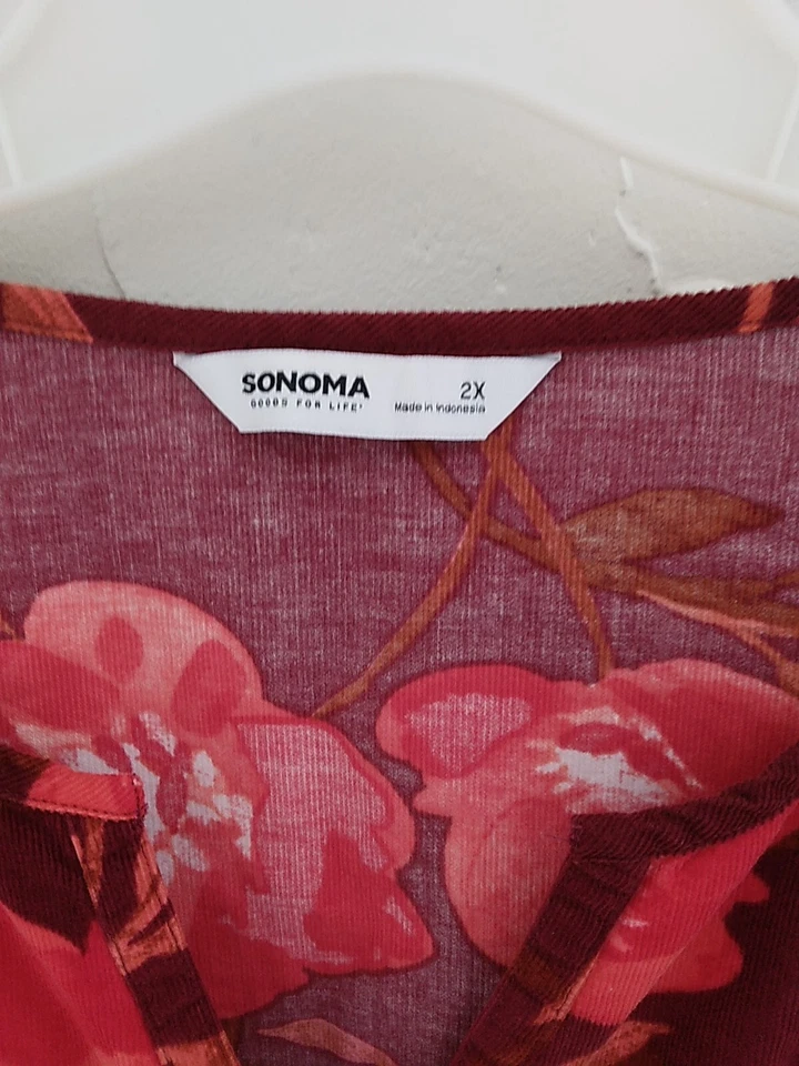 Top Sonoma Floral Para Mujer Talla 2X Pana Manga Globo Boho Campesino Cottagecore Foto 3 de 4