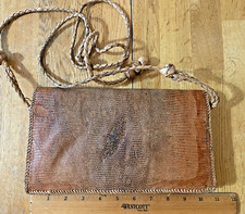 Vintage Genuine Reptile Leather Purse Shoulder Bag w/Leather Lining