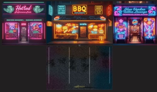 Full RC 1/10 Scale Garage Wall Decal Sticker Diorama - Neon Nights - 第 6/6 張圖片