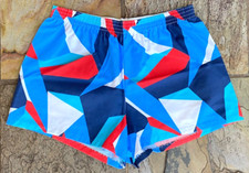 VTG Hawaiian Geometric Print Beach Trunks Shorts-Mens Large Short Shorts