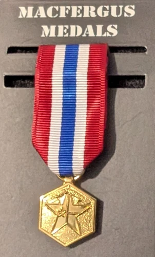 GOLD TXSG Texas State Guard Miniature Commendation Medal - Moiré Ribbon