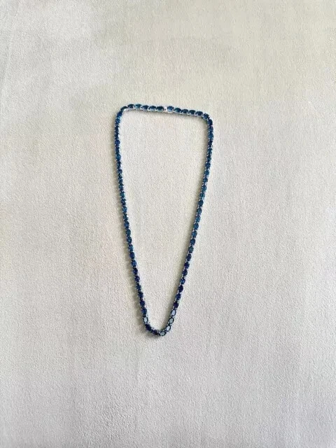 Collar tenis topacio azul Londres corte ovalado 16 quilates enchapado en oro blanco de 14 quilates 18" Foto 4 de 4