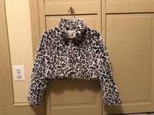 Hartstrings Girls Animal Print Faux Fur Short Jacket Size 10/12