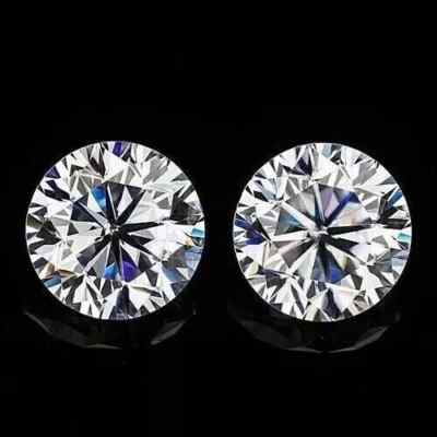 2 Ctw Pair Lab-Created Diamond Round Cut 5.00 mm VVS1 ''D'' Color LOOSE LOT (2 PC)