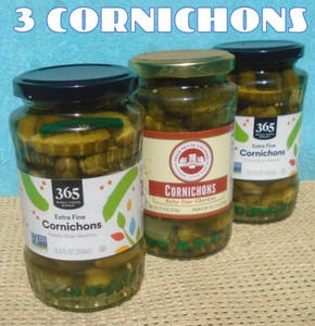 3 Cornichons Gherkins, Kosher, 11.6oz. & 12.4, French Style, Extra Fine - NEW