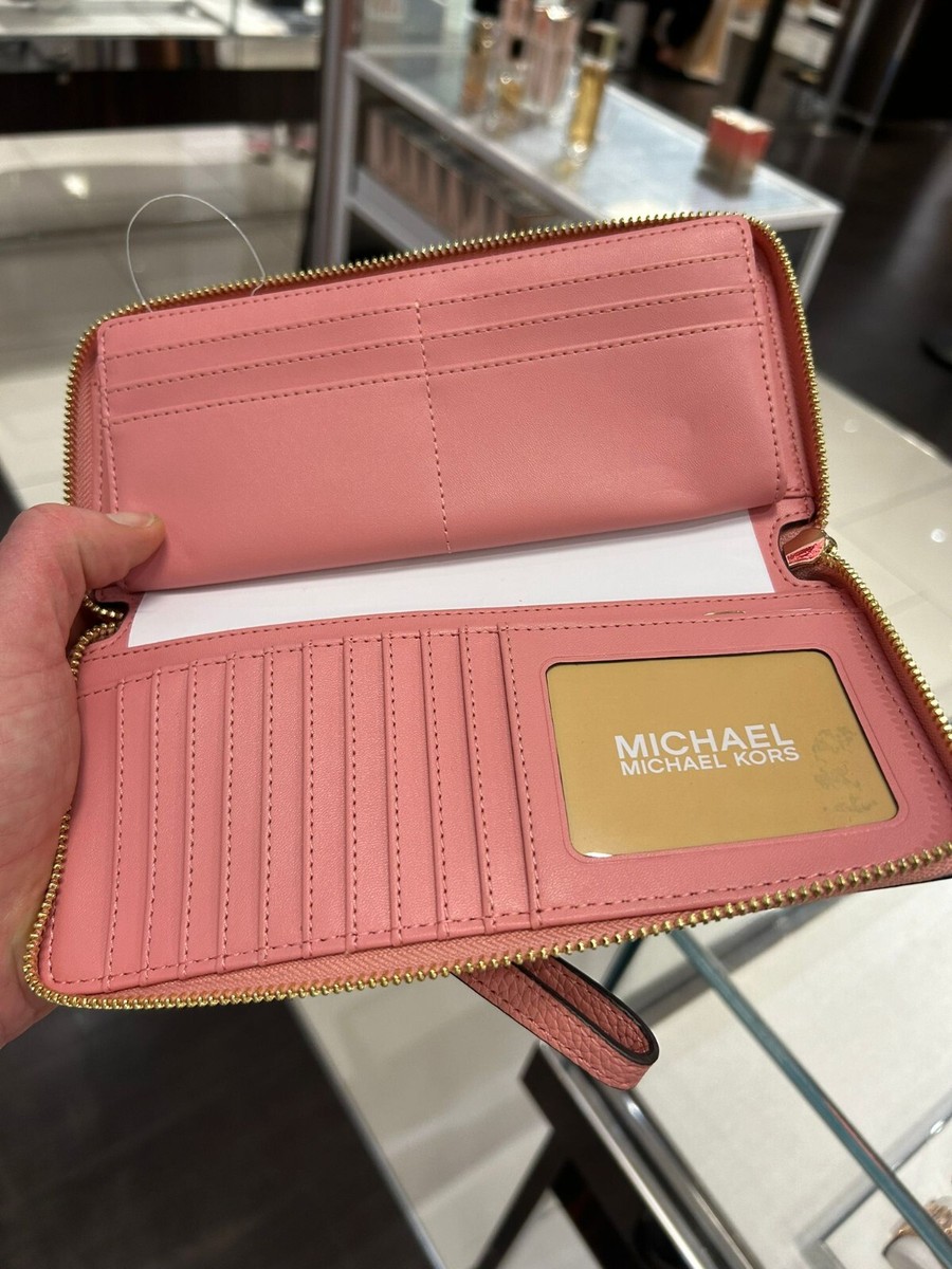 Michael Kors Jet Set Travel Large Women Leather Wristlet Long 