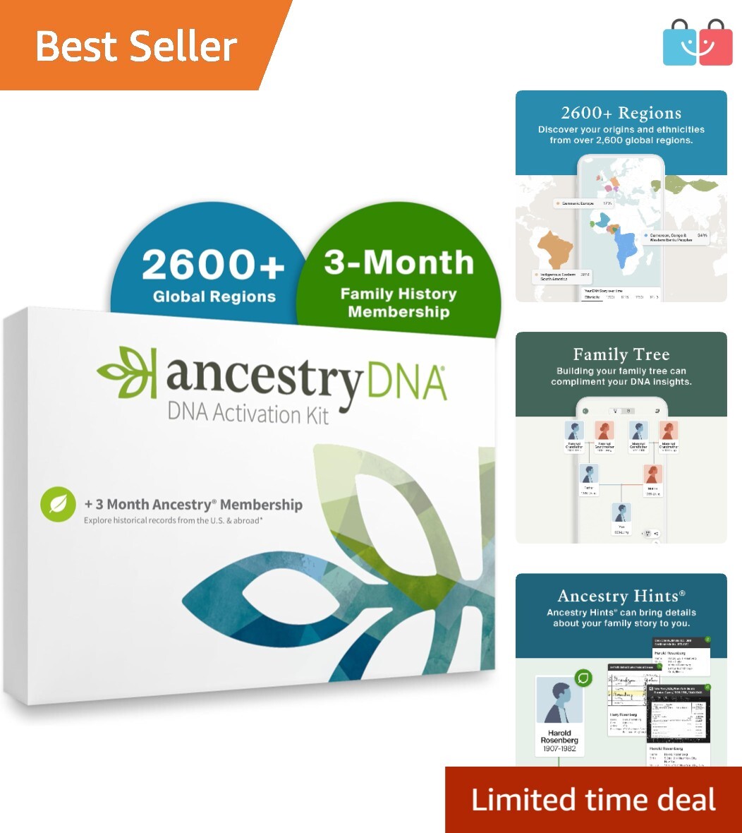 DNA Test Kit + 3-Month Ancestry Membership: Explore Your Ethnicity