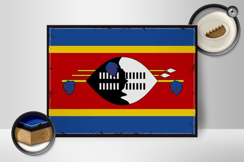 Holzschild Flagge Swasilands 40x30 cm Retro Flag Eswatini Schild wooden sign - Picture 2 of 5