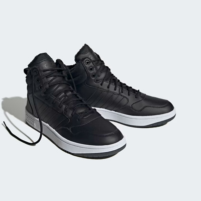 Adidas Hoops 3.0 WTR Leather Lace-Up Basketball Shoes Black GZ6679 Men's Size 13