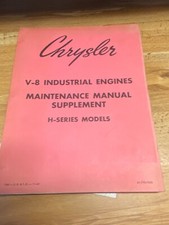 Original Chrysler V-8 Industrial Engines H-series Operating Manual Book