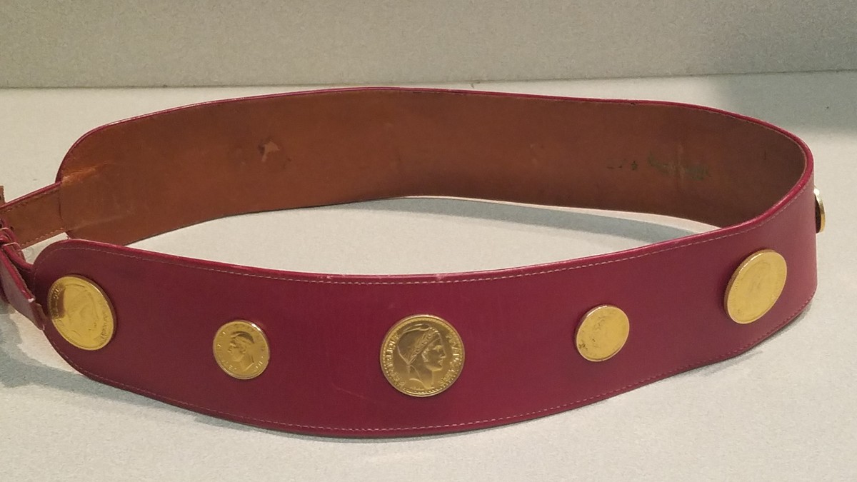 Henri Bendel Chic Red Leather Belt Buy Dark Red Embossed Thin Leather Belt - Unique Design  main image 2