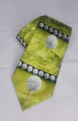 Golf Neck Tie Clubs Necktie Balls Steven Harris Golfer Green Black Sports - Picture 2 of 5