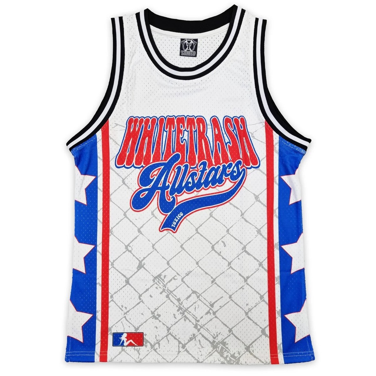 Toxico Whitetrash Allstars Mesh Jersey Vest Tank Top White M-2XL