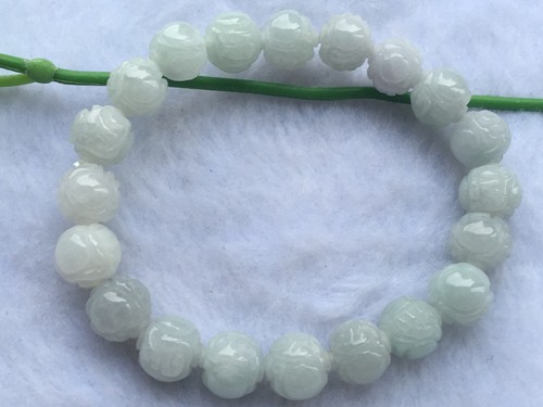 Certified Natural A Grade Jade 10mm Jadeite Carving Beads Men&Women Bracelet A - 第 2/5 張圖片