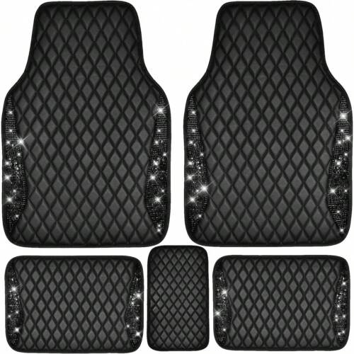 Sparkly Pink Car Mats for Women,Bling Diamond Floor Mat,Waterproof Anti-Slip