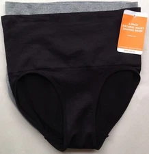 NWT WARNER'S NATURAL WAIST 1 BLACK 1 GRAY SHAPING BRIEF PANTY 803426WA 5/S $48