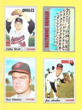 1970 Topps baseball  Baltimore Orioles Team Lot of 4 cards VG/EXMT no creases