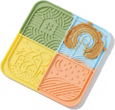 Dog Lick Mat with Suction Cups, 4-Texture Enrichment Slow Feeder for Dogs Cats