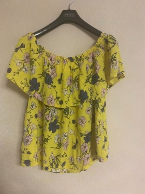 Gr.46 Jake*s Bluse Off-Shoulder-Look-Gelb Geblümt Neu mit Etikett von P&C