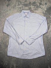 Eton Shirt Mens 17.5 44 Blue Houndstooth Contemporary Fit Dress Long Sleeve