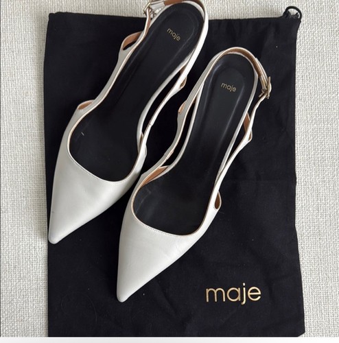 MAJE White black kitten heel strappy slingback sandal 40