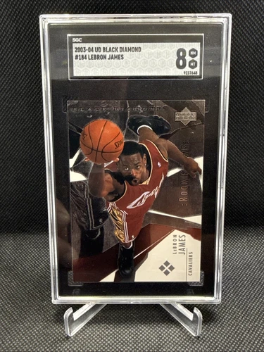 2003-04 Lebron James Black Diamond #184 SGC 8 RC Rookie Gems Quad Diamond