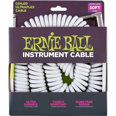 Ernie Ball EB6045 9,14m Instrumentenkabel Spiralkabel weiß | Neu
