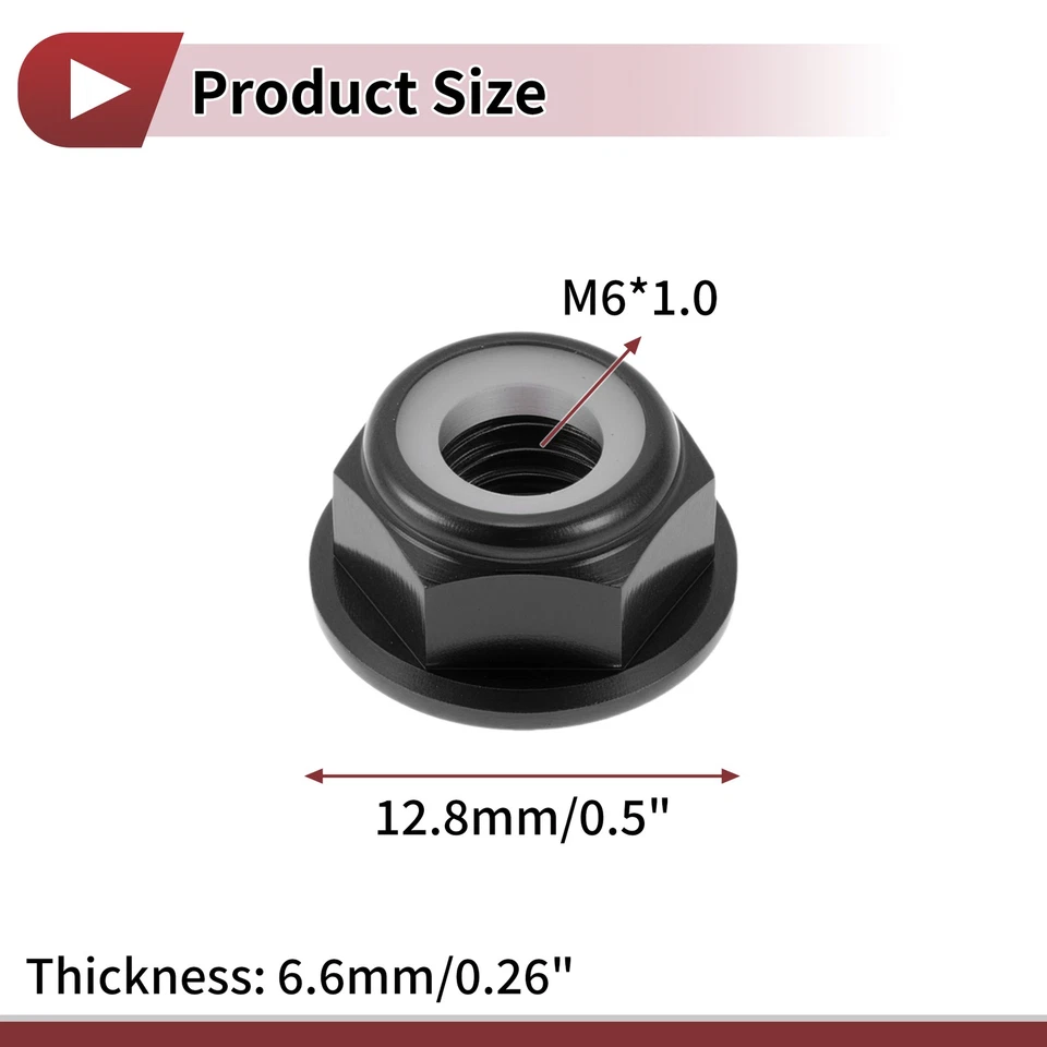 5 Stück M6*1.0 Auto-Flanschmuttern aus Aluminiumlegierung, Gummiring 6,6mm - Bild 4 von 4