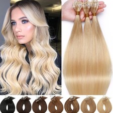 Micro Ring Loop Remy Human Hair Extensions Real Silicone Micro Loops Beads Tip