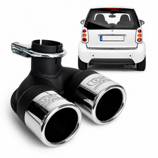 Doppelrohr Endrohr Auspuffblende f&uuml;r SMART Fortwo 450 Sportauspuff bis BJ 2007