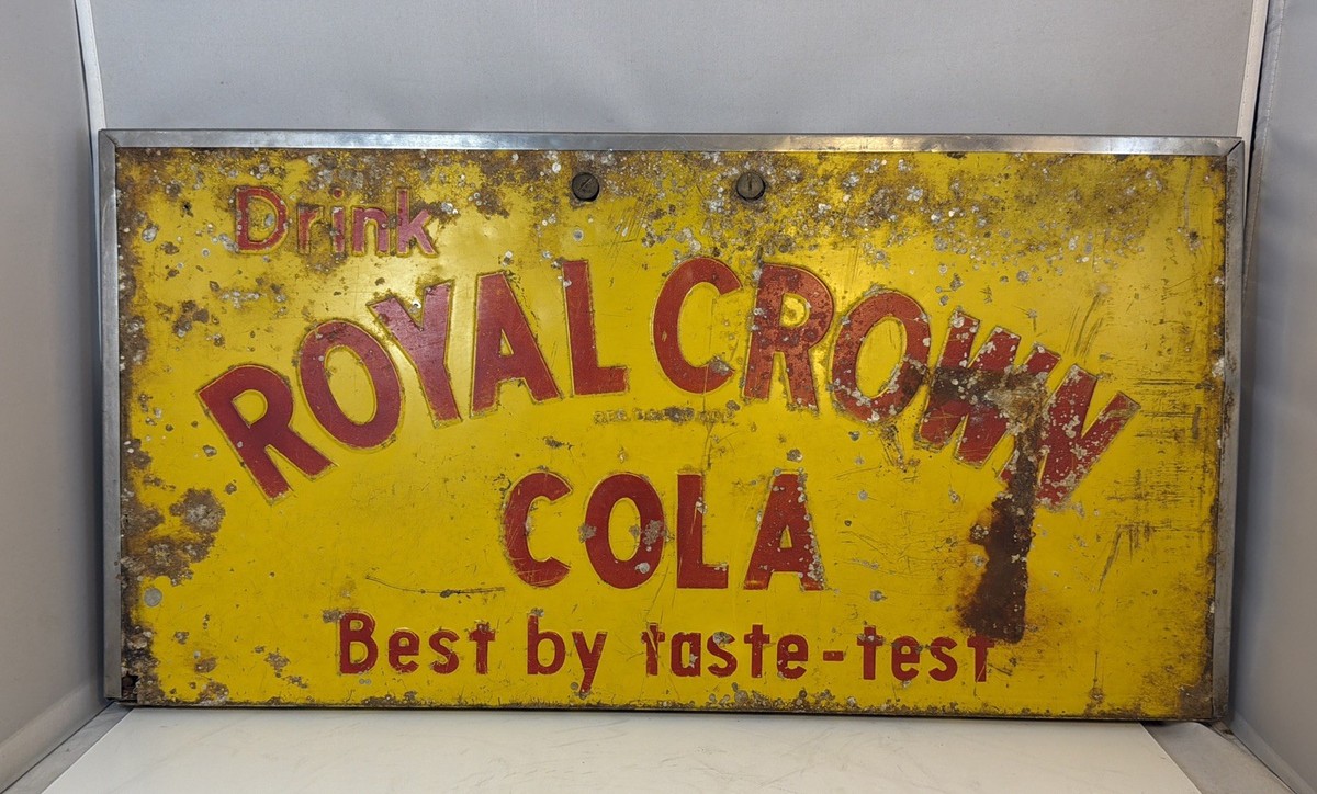 USA 1950's ヴィンテージ　　 CROWN COLA 看板 Vintage 1950's Royal Crown Cola Embossed Cooler Lid | eBay