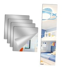 4 Pack Acrylic Mirrors for Wall,8 x 8 Inch Self Adhesive Frameless 8"X8"-4Pcs