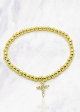 Crystal Cross Steel Beaded Bracelet
