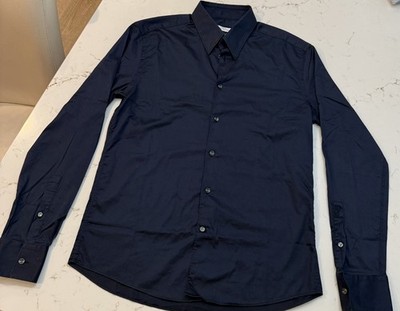 Versace Collection Button Up Blue Dressy Shirt Slim Fit SZ 42 Bin #2  0025