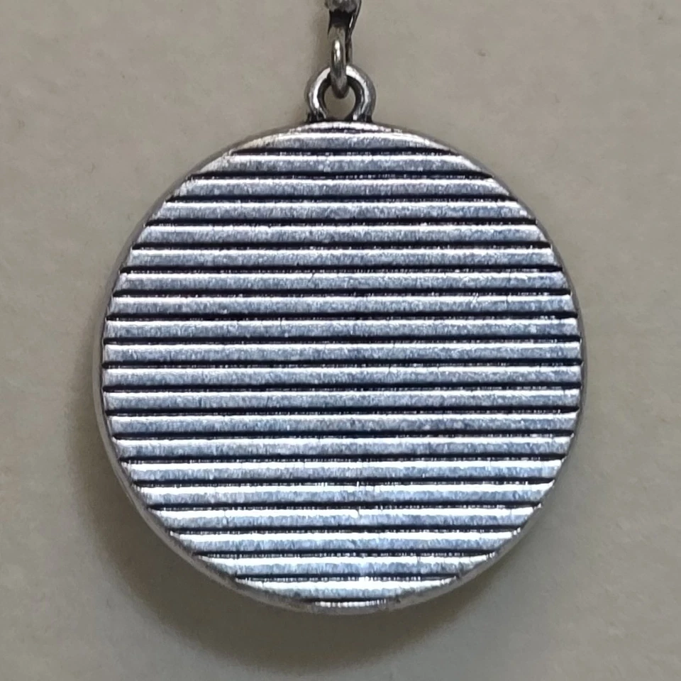 Lucky Brand Turquoise Round Pendant Y Necklace Silver Tone Boho Western Rodeo - Image 3 of 4