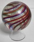 Large Antique German Latticino Swirl Glass Marble 2 3/16" — photo 2