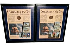 Shipwreck Coins 1808 Admiral Gardner Lighthouse Stamps Framed Set of 2 Wall Art